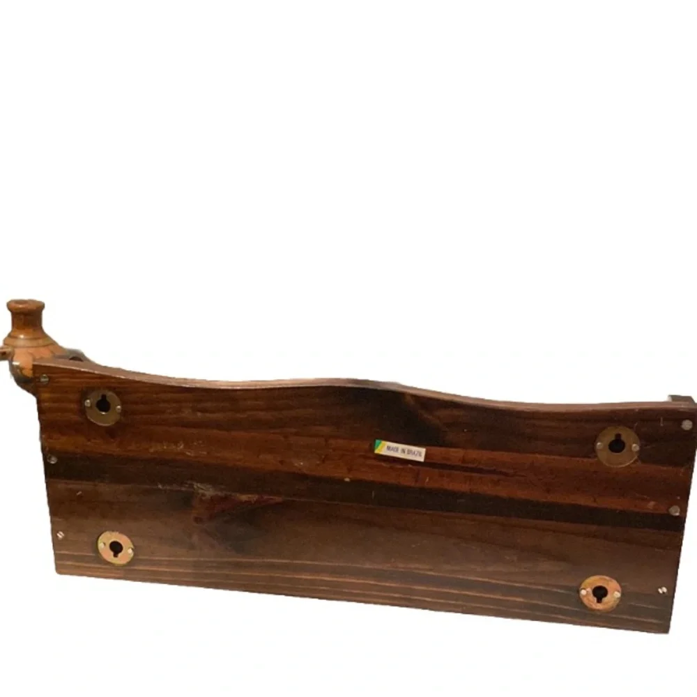 Wall mounted pine shelf beer mugs holder removable tray